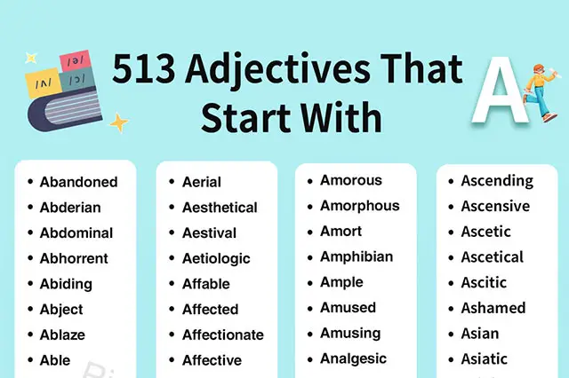 adjectives beginning with A