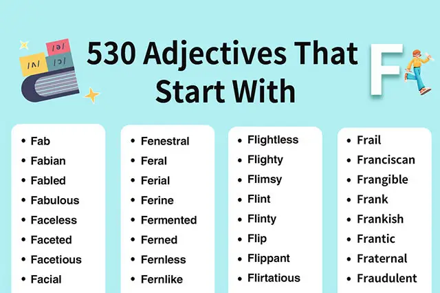 adjectives beginning with F